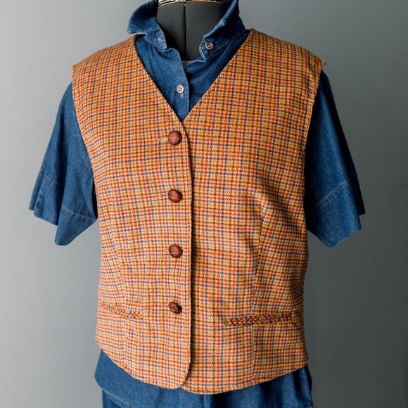 Vintage 80's Lizsport Tweed Vest - Picture 1 of 16